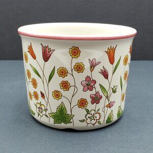 Longaberger Pottery Mother's Day Floral Crock 2012 1 Pint Flowered Salt Crock